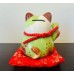 4.25" H Lucky Cat Ceramic Piggy Bank - Green